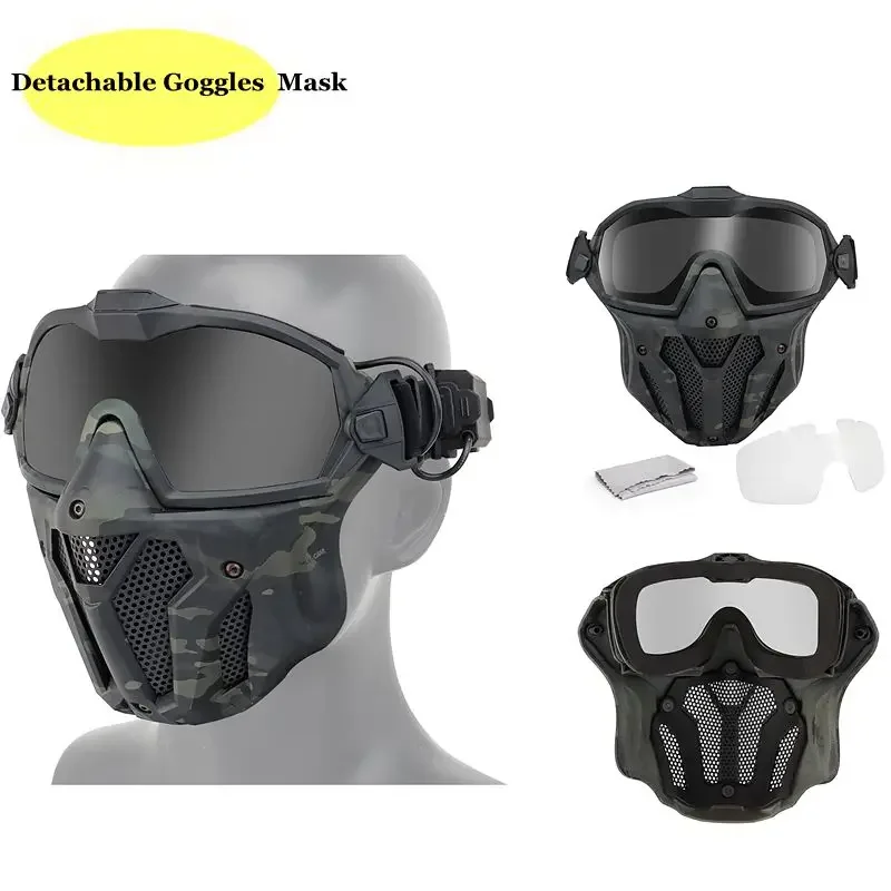 Máscara de gafas desmontables con ventilador antiniebla, máscara protectora táctica de Paintball, máscara facial completa, gafas de tiro, máscaras