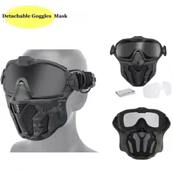 Máscara de gafas desmontables con ventilador antiniebla, máscara protectora táctica de Paintball, máscara facial completa, gafas de tiro, máscaras