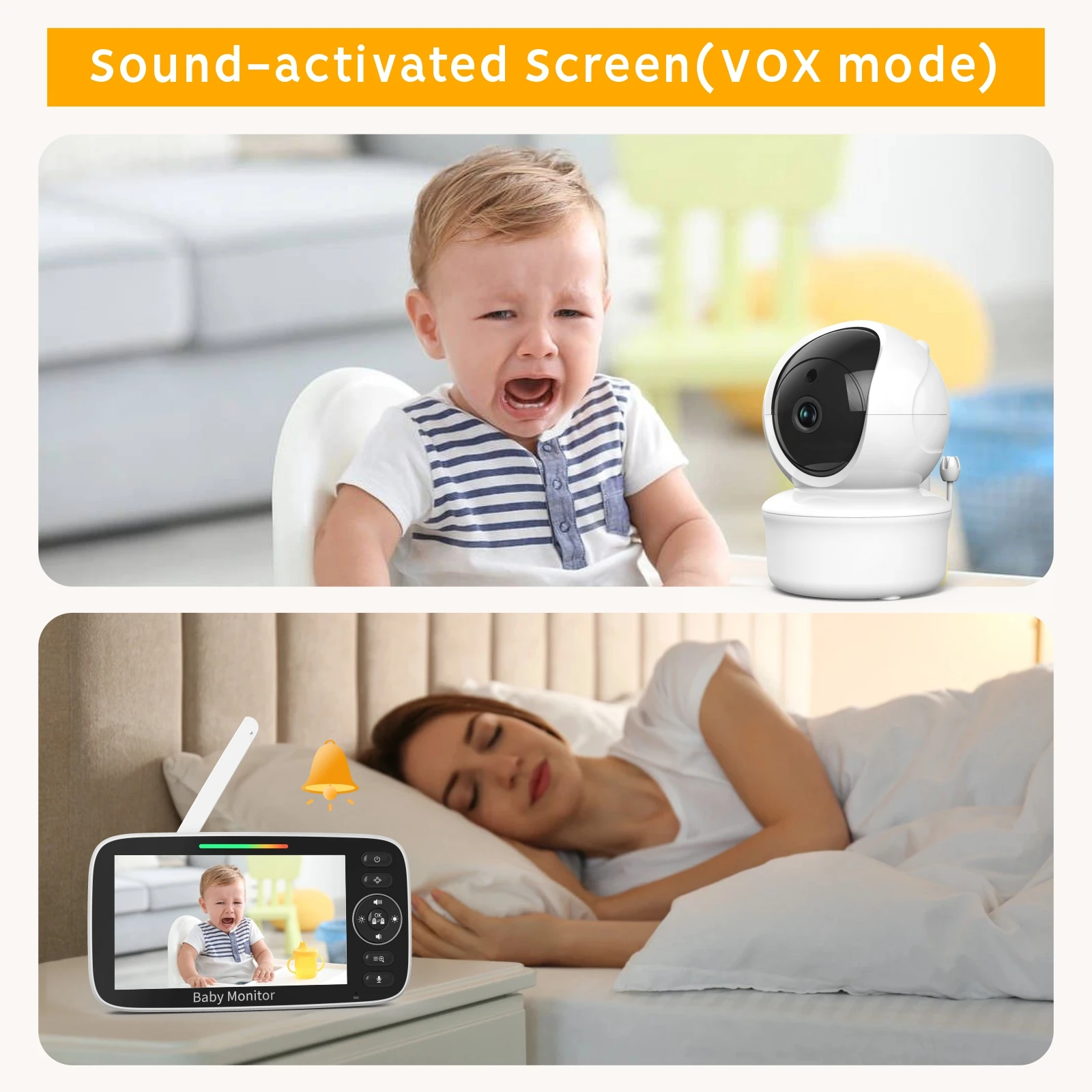 Vigilabebés SM530A inalámbrico 5" con cámara HD y visión nocturna - imagen 4