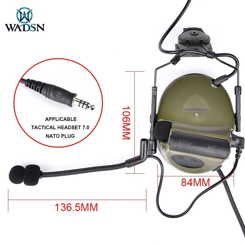 WADSN-auriculares tácticos para casco Comta II, adaptador de comunicación para caza, Airsoft C2, auriculares de tiro para juegos al aire libre - imagen 2
