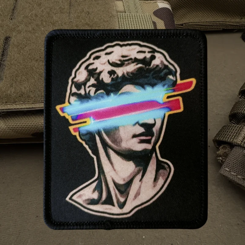 Parche de impresión de estatua modificada de David, insignia de moral con gancho y bucle táctico, pegatinas decorativas para mochila, parches para brazalete para ropa - imagen 2