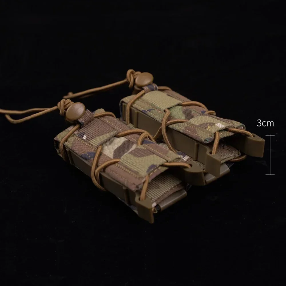 Bolsa táctica corta doble Mag de 9mm, portador de revistas de pistola para equipo de linterna, cinturón Molle, chaleco para disparar Airsoft - imagen 4