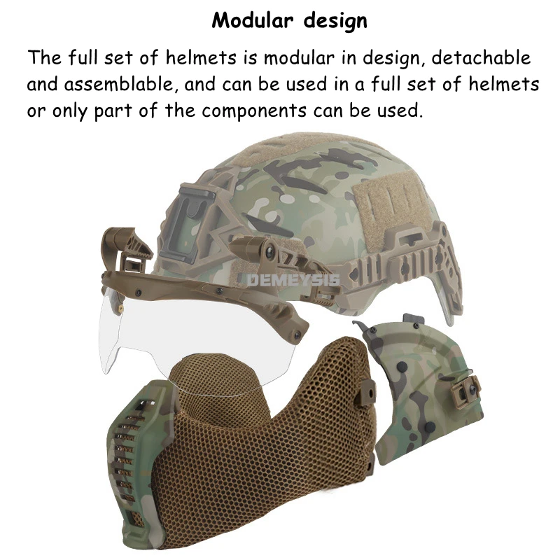 Casco táctico Wendy 3,0 de protección completa, equipo Protector de cabeza de entrenamiento Airsoft para caza, juego CS, juego de casco de tiro de Paintball - imagen 5