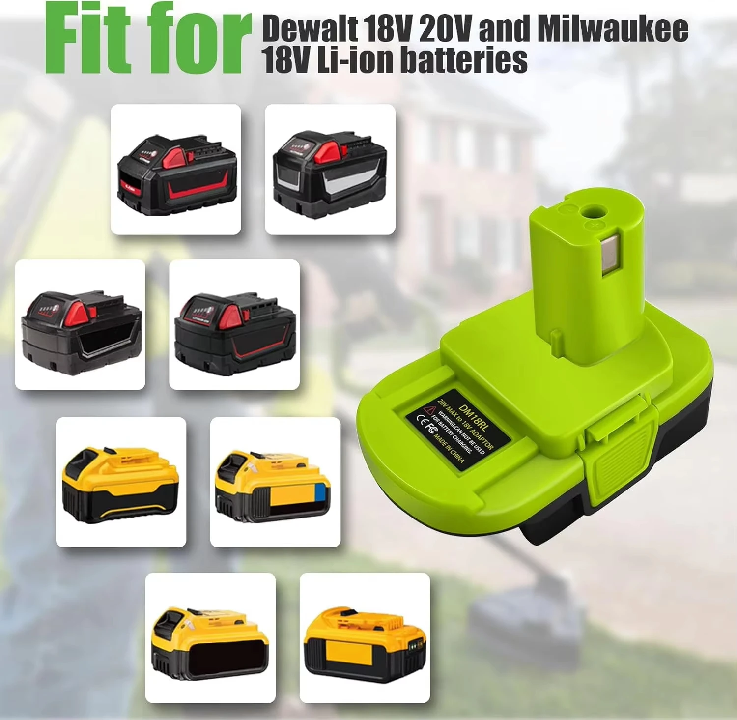 Adaptador de batería convertidor para Dewalt 20v Max para Milwaukee 18V batería de litio convertir a herramientas eléctricas Ryobi taladro DM18RL - imagen 4