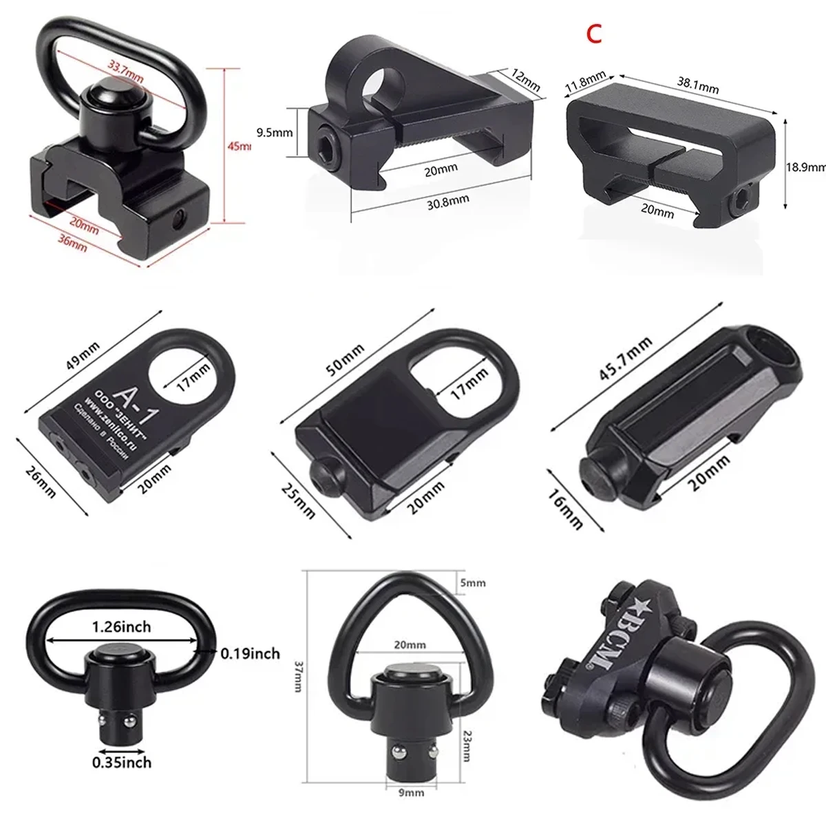 Eslinga táctica QD giratoria de 20mm, montaje en riel Picatinny Mlok, correa de Metal RSA GBB, Base de hebilla, accesorios de montaje de desmontaje rápido para pistola - imagen 3