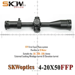 SKWoptics-Alcance óptico de largo alcance, 4-20x50, FFP-MIL-B, mira telescópica Primer plano focal, caza, resistente,