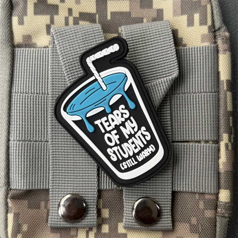 Parche de PVC "Tears for My Students", insignia de moral táctica, gancho y bucle, mochila, ropa, accesorios decorativos, pegatina, brazalete - imagen 4