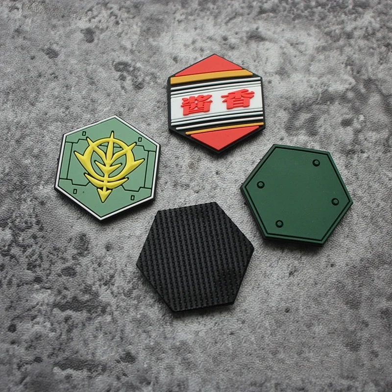 Mini Gundam Hexagonal, insignia de moral de PVC con personalidad, Parche de gancho y bucle para mochila, emblema de moral táctica, brazalete - imagen 4