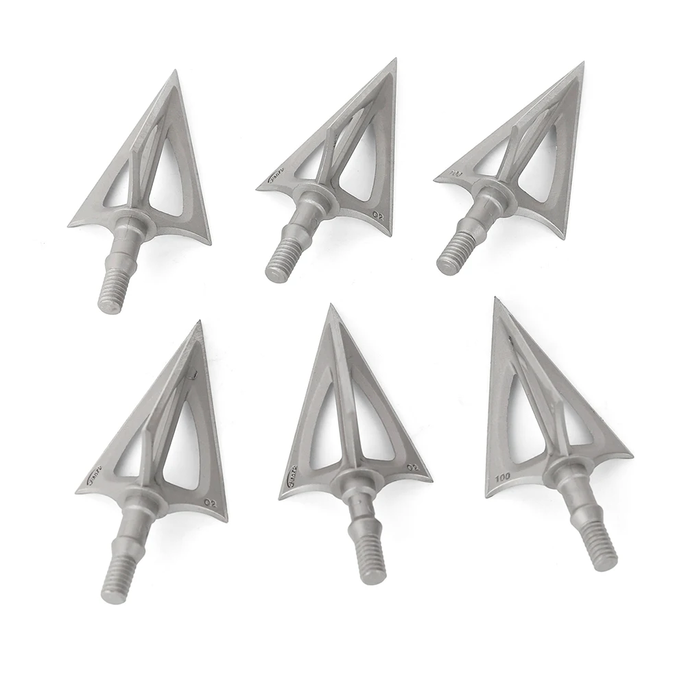 Punta de flecha de hoja de acero inoxidable, puntas de flecha de 100 granos, arco de punta ancha para caza, tiro con arco, accesorios para objetivo, 12 Uds. - imagen 5