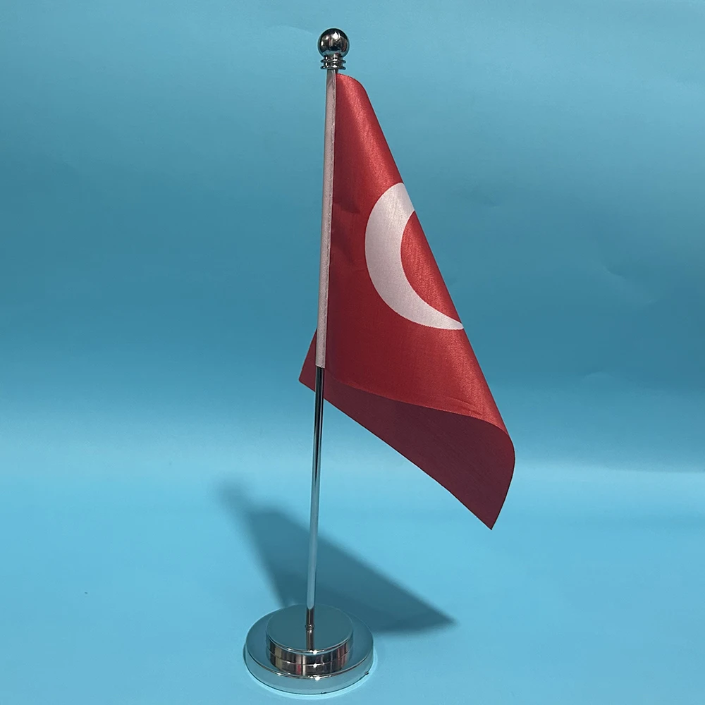 BANDERA DE SKY, escritorio de oficina, bandera pequeña de Turquía, 14x21cm, poliéster, bandera nacional de Turquía, cartel de país, adornos de escritorio, banderas - imagen 4