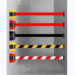 Cinta de advertencia de seguridad de 2M/5M/10M, cinturón telescópico montado en la pared, línea de advertencia negra y amarilla, cinturón de aislamiento para pasillo