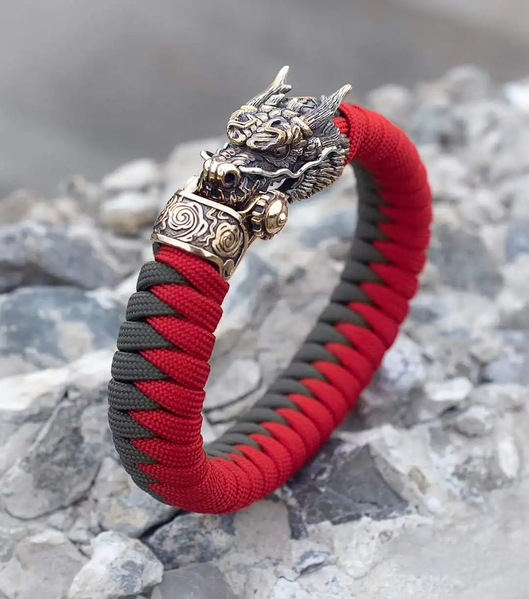 Sombrilla tejida a mano para hombres y mujeres, pulsera de cuerda de mano Edc del zodiaco chino Loong 12, regalo de cumpleaños Diy - imagen 2