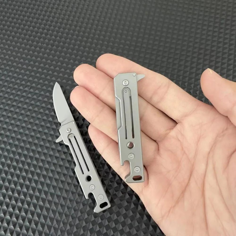 Cuchillo plegable de acero mini afilado para exteriores, llavero - imagen 2