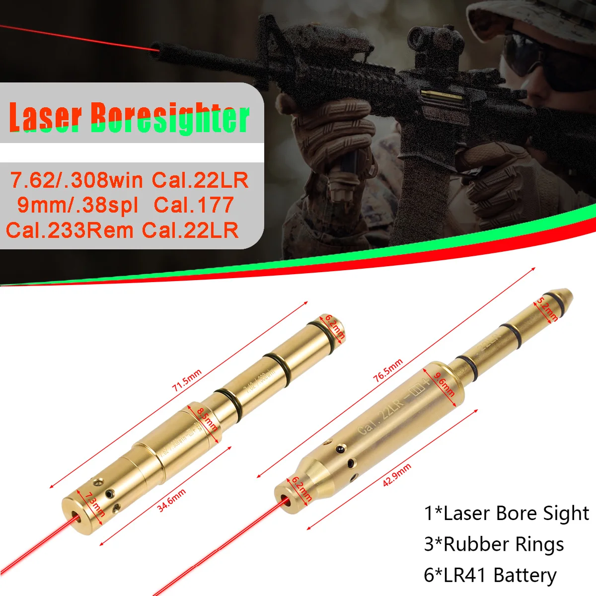 Mira láser táctica, puntero láser rojo, 177/22LR/.223Rem/6mm/7mm/9mm/.38spl Cal, barril final para revólver, pistolas, Rifle - imagen 2