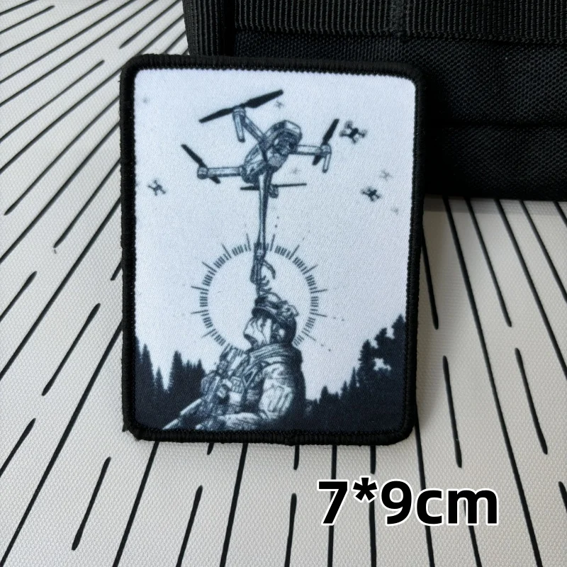 Parches tácticos de moral de soldados y drones "Attackers", parche de gancho y bucle impreso para ropa, insignia militar, brazalete, pegatinas para mochila - imagen 4