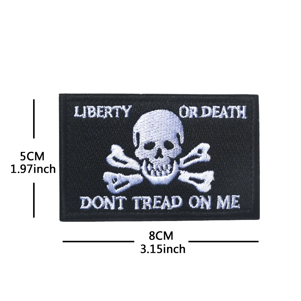 LIBERTY OR MORATH DONT TREAD ON ME parche de insignia de moral bordado brazalete táctico gancho y bucle pegatinas de mochila militar - imagen 2