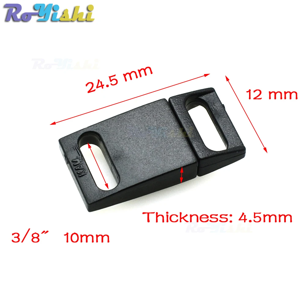 Hebillas de seguridad de plástico de 3/8 "(10mm), color negro, para sujetador, Collar de gato, correas de Paracord, accesorios de ropa - imagen 2