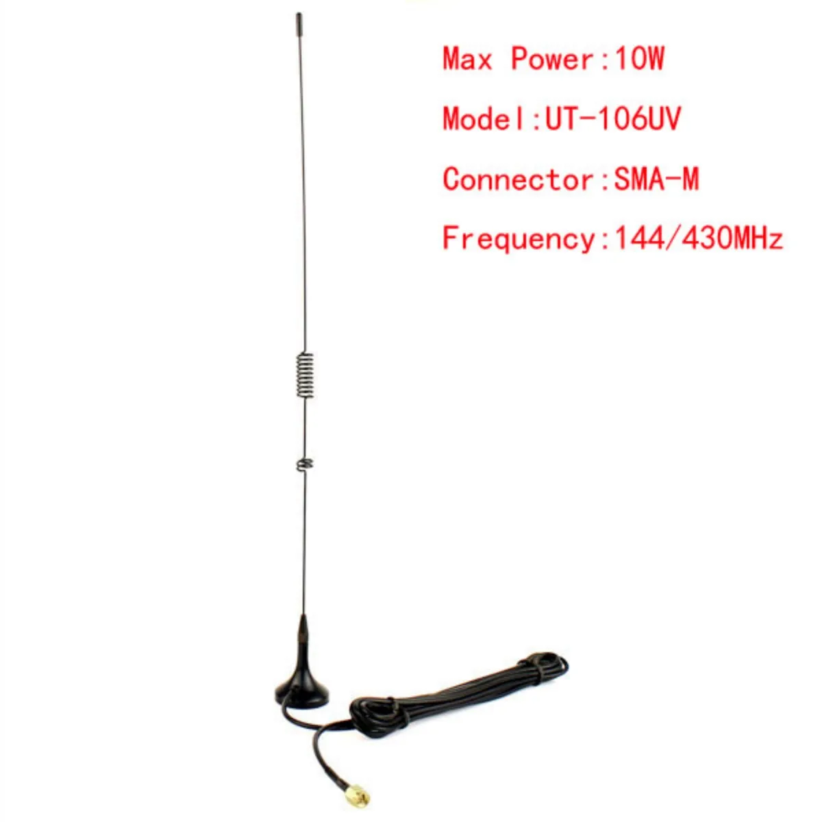 ABBREE UT-106UV antena de coche SMA-macho antena magnética de doble banda VHF UHF 144/430MHZ para YAESU VX-5R VX-300 WOUXUN KG-UV9D TYT - imagen 2