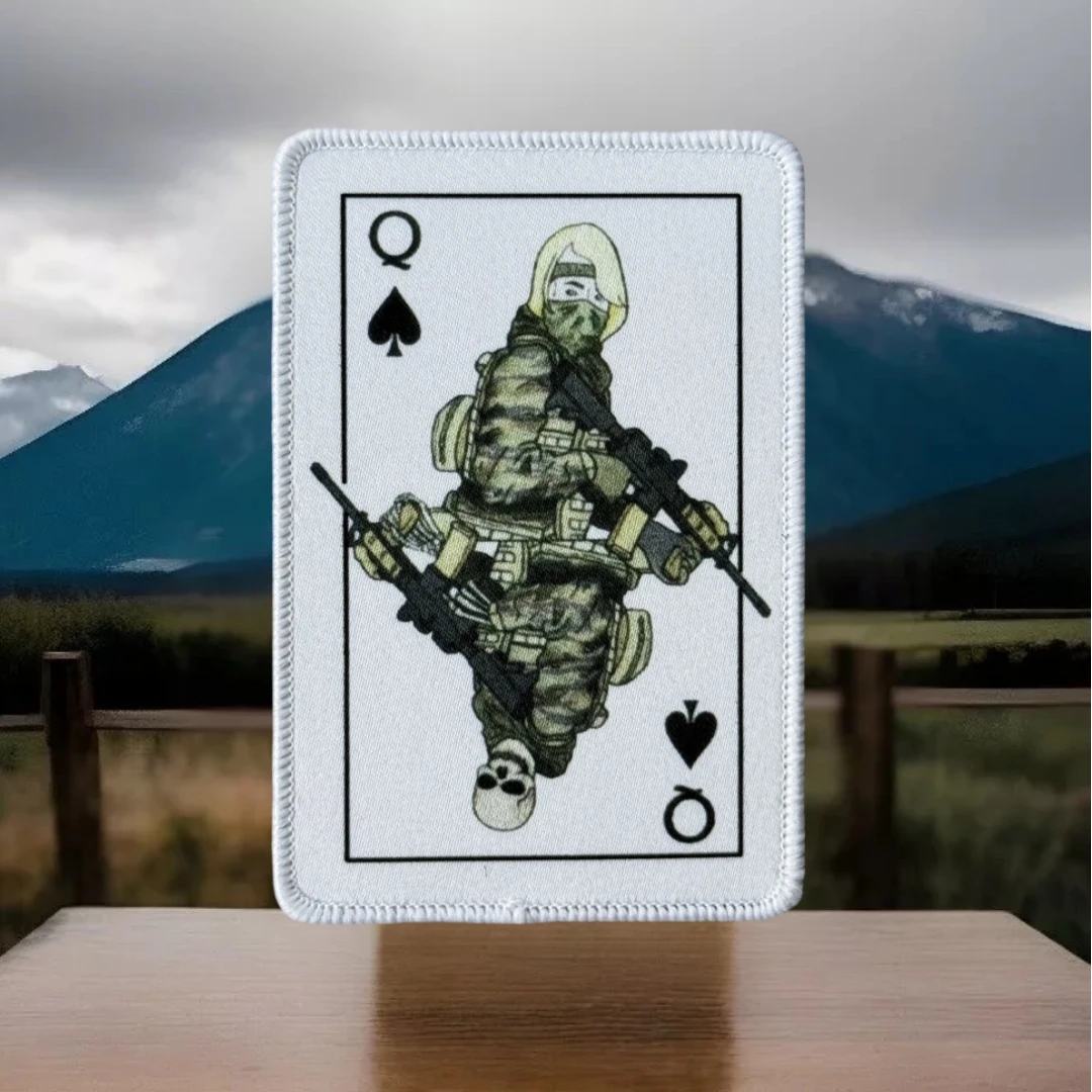 Parche de tarjeta Queen, insignia de moral táctica, "Mapa táctica de señora", pegatina para mochila del ejército militar, parches impresos con gancho para ropa - imagen 5