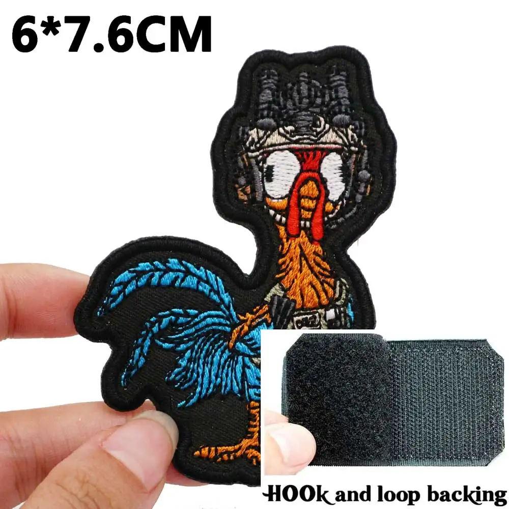 Insignia de gallo, aplique bordado, etiqueta de costura, parches de motorista punk con respaldo de gancho - imagen 2