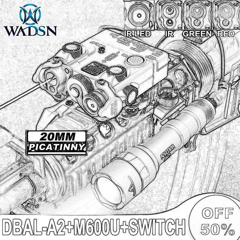 WADSN DBAL-A2 luz iluminadora IR 600 lúmenes M600U linterna de caza M300A MINI luces de explorador punto rojo verde Dbal láser infrarrojo