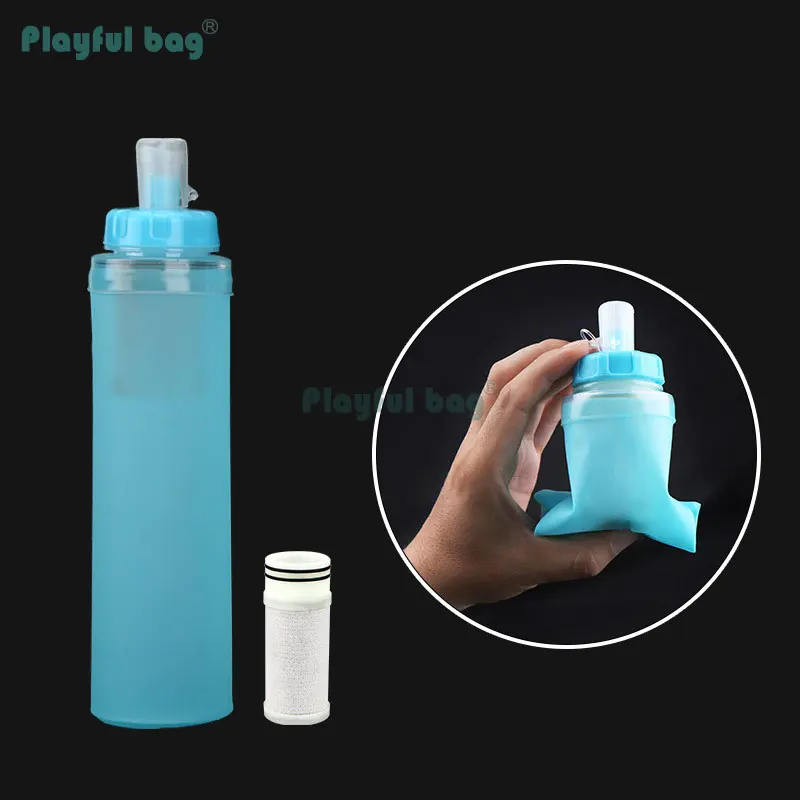 Bolsa de filtro plegable para hidratación, kit de filtrado de agua portátil de TPU, equipo de escalada para viajes, acampada, AVA156, 500ML - imagen 2