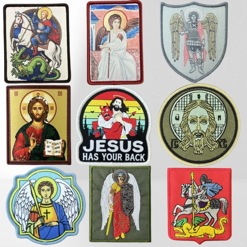 Parche moral bordado Jesús religioso para equipamiento táctico