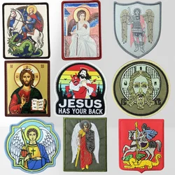 Parche moral bordado Jesús religioso para equipamiento táctico