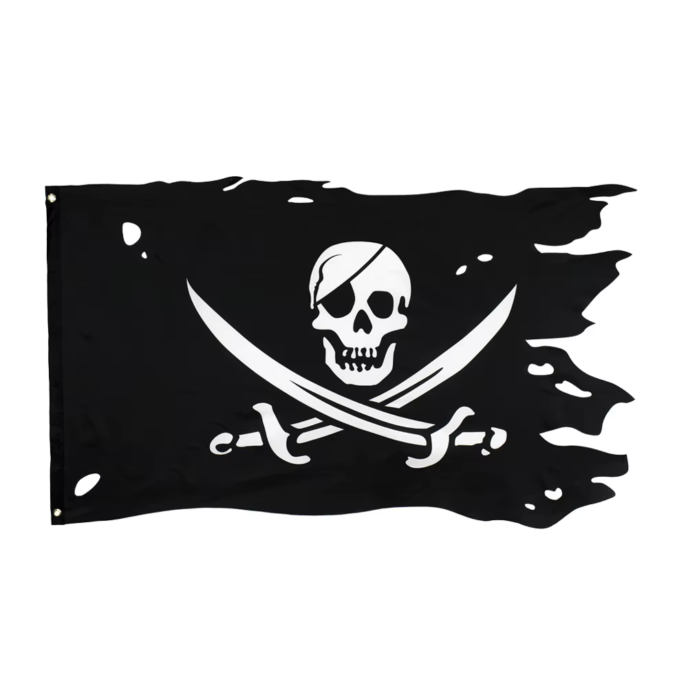 FLAGLINK 90x150 cm Bandera pirata Jolly Roger con cráneo doble