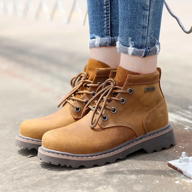 KOWM zapatos de senderismo para hombre, botas impermeables para exteriores, zapatos de caza, zapatos para la nieve, zapatillas tobilleras para mujer en el desierto, botas informales de cuero - imagen 4