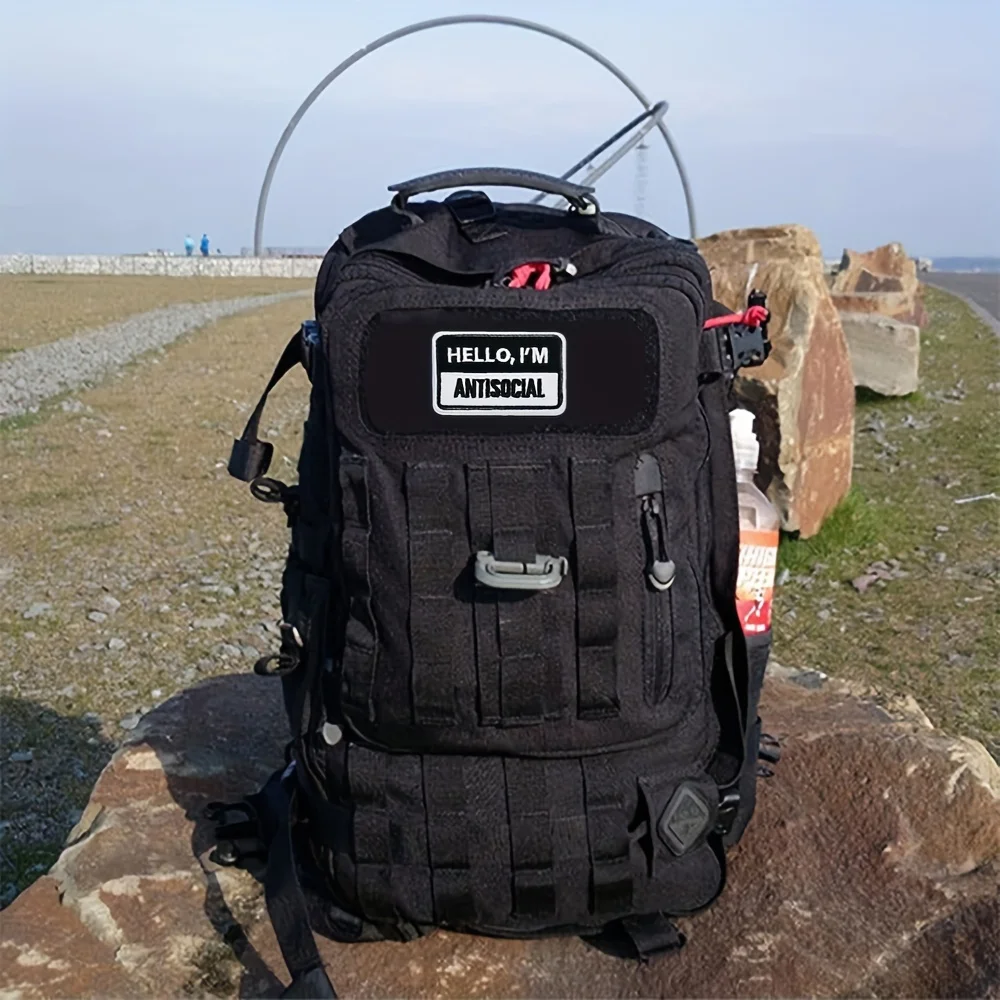 Parches Velcro Mochila TáCticos De Bordados Parche táctico de Velcros, insignia de moral bordada militar para mochila Molle, HELLO, soy ANTISOCIAL, Meme divertido - imagen 3