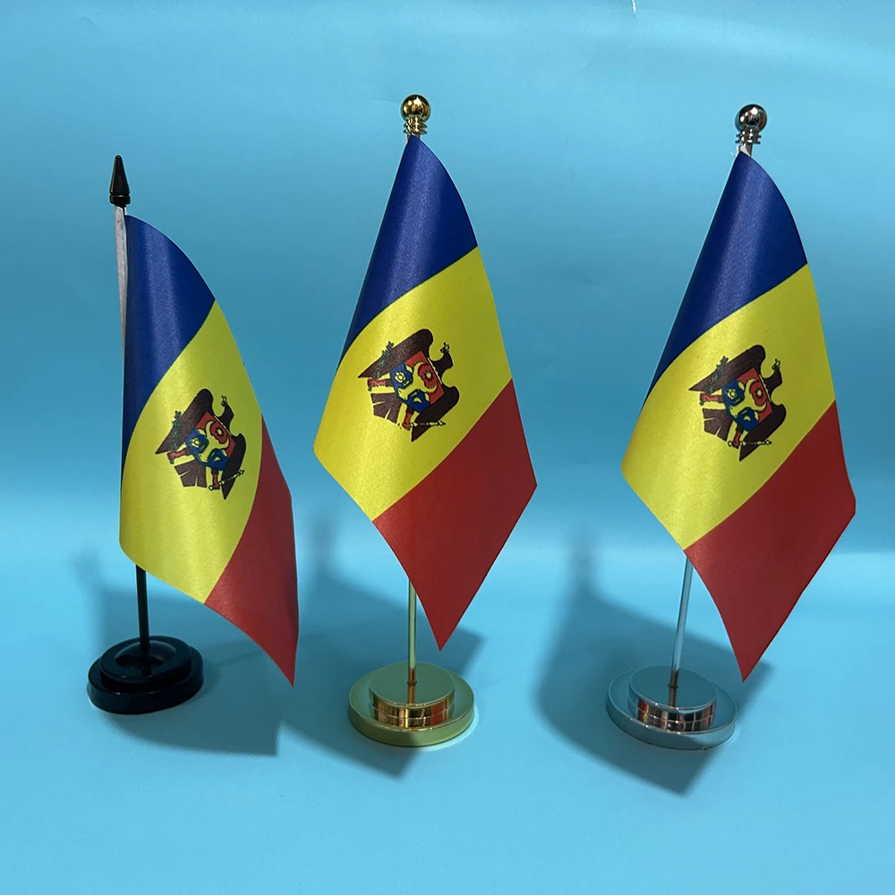 BANDERA DE SKY, bandera de escritorio de oficina de Moldavia, 14x21cm, poliéster, bandera nacional de Moldavia, adornos de escritorio, banderas