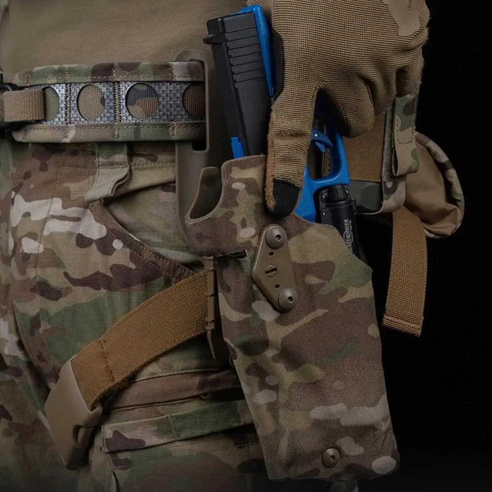 Funda táctica para pistola, manos izquierda y derecha, Compatible con linterna G17 + X300U-A, liberación rápida, caza, combate, Airsoft - imagen 5