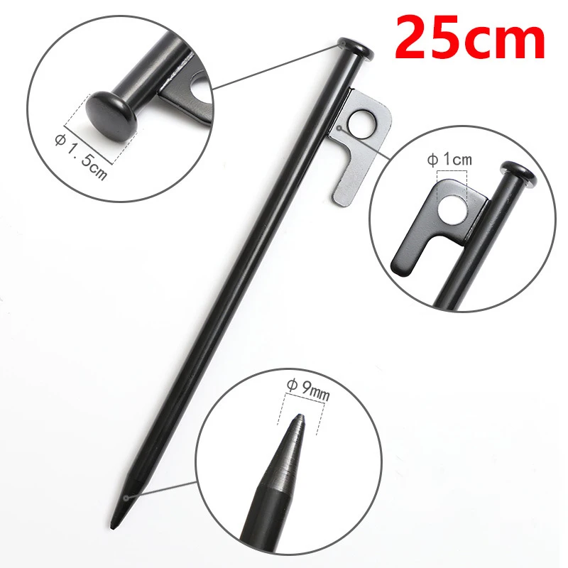 2Pcs/10Inch Outdoor Tent Nail Tent Pegs Heavy Duty Steel Tent Stakes for Camping Canopy Awning Tent Camping Tarp Accessories - imagen 3