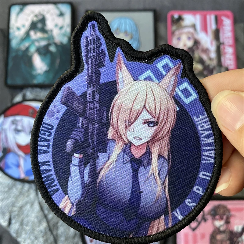Emblema de moral táctico de primera línea para chicas jóvenes, animación, segundo elemento, brazalete con gancho y bucle impreso, pegatina para mochila militar moral - imagen 5