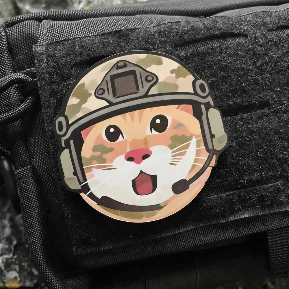 Parche Hakimi gato casco camuflaje táctico – Mochila y ropa - imagen 2
