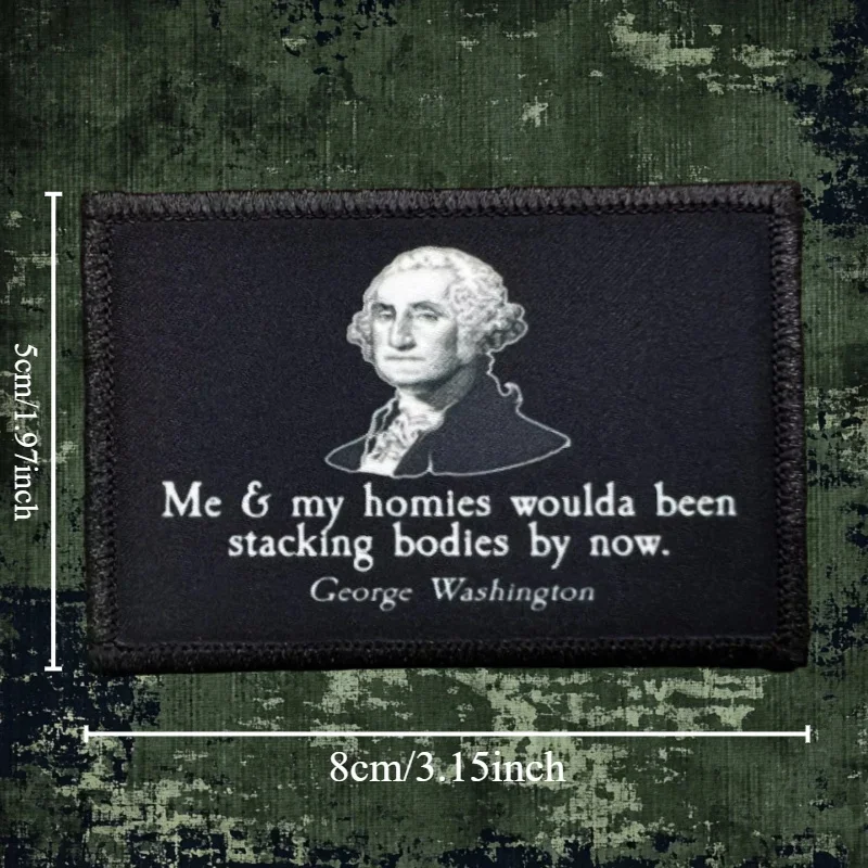 Parche táctico de George Washington para ropa, insignia de moral militar, pegatinas para mochila, brazalete con gancho y bucle, aplique para casco - imagen 3