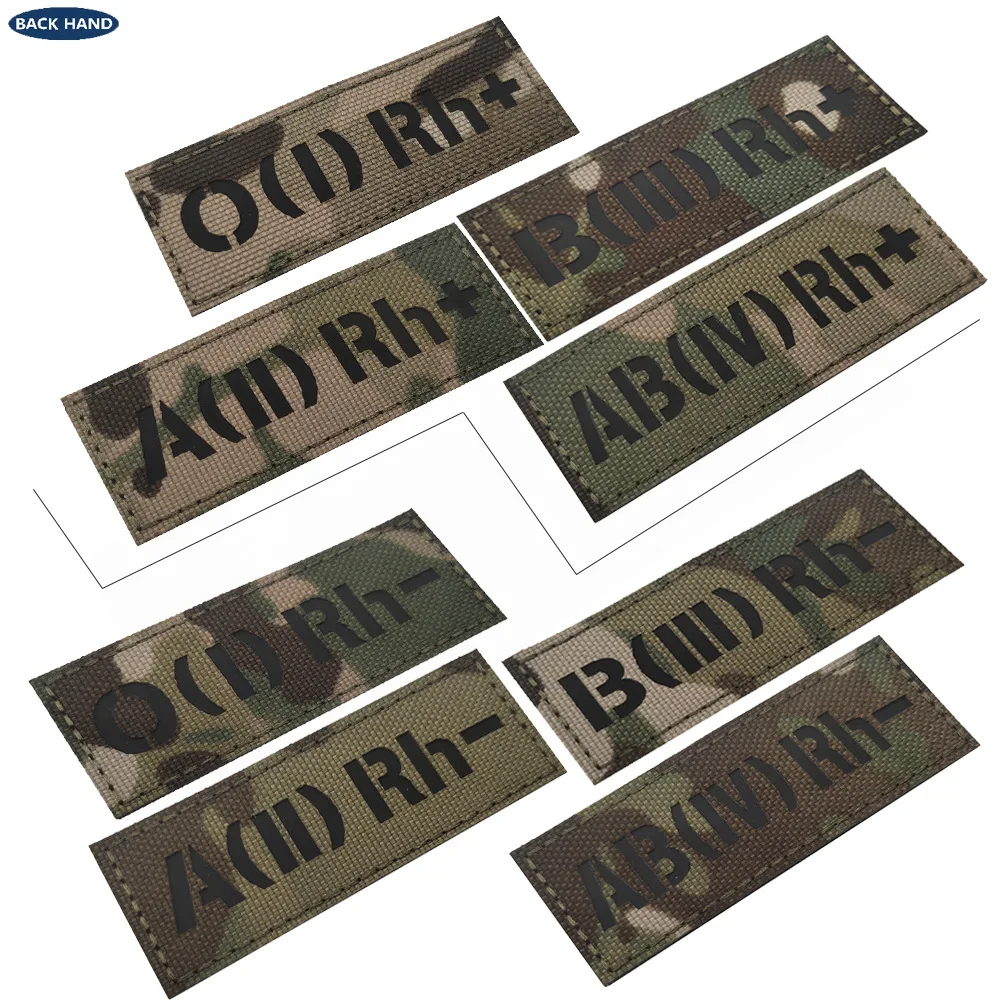 A B AB O tipo sangre grupo positivo POS negativo NEG Rh + Rh-parches reflectantes infrarrojos insignias bordadas de tira de Chevron militar - imagen 4