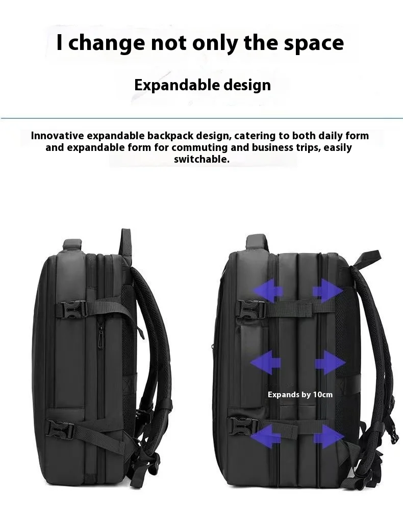 Mochila de viaje de negocios expandible resistente al agua: bolsa para computadora portátil con compartimentos secos/húmedos ​ ​ - imagen 5