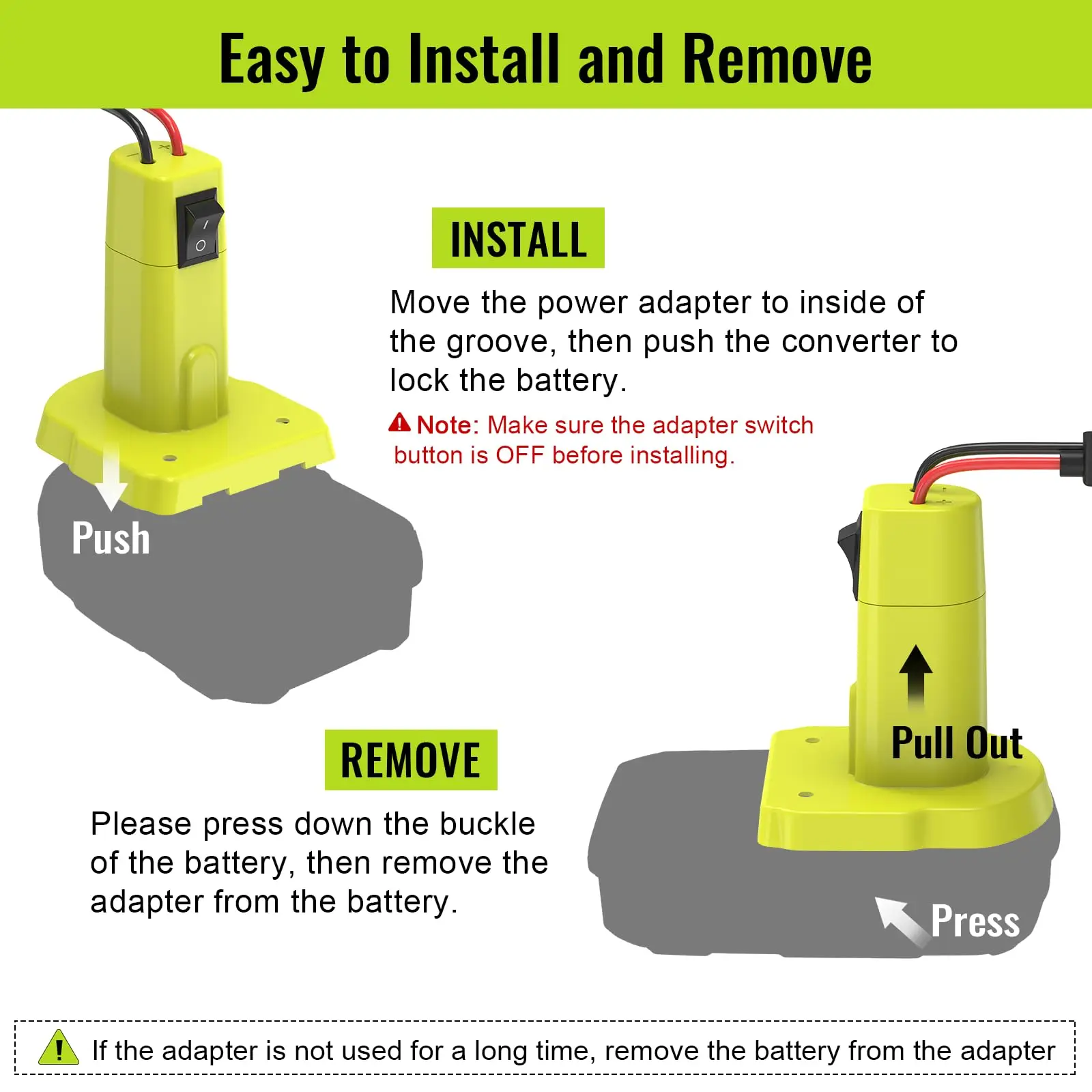 Paquete de adaptador de rueda eléctrica Compatible con Ryobi 18V ONE + 18V Nimh/Nicd/batería de iones de litio DIY adaptador de ruedas eléctricas conector de herramienta - imagen 4