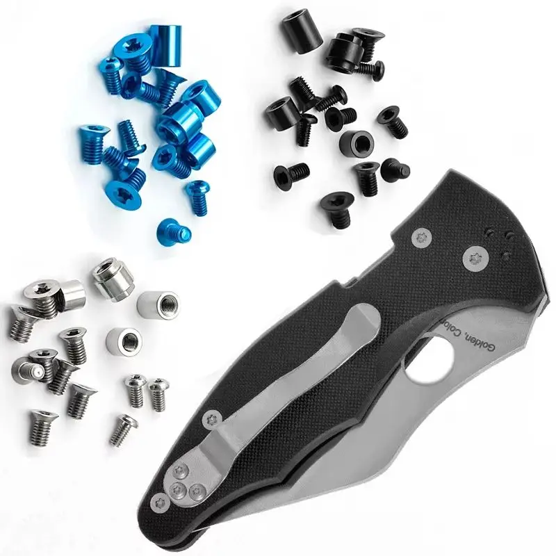 1 Juego completo de mango de cuchillo, tornillos de titanio, husillo para Spycerco2 C85 Yojimbo, parche de 2 cuchillos, accesorios de fabricación DIY - imagen 4