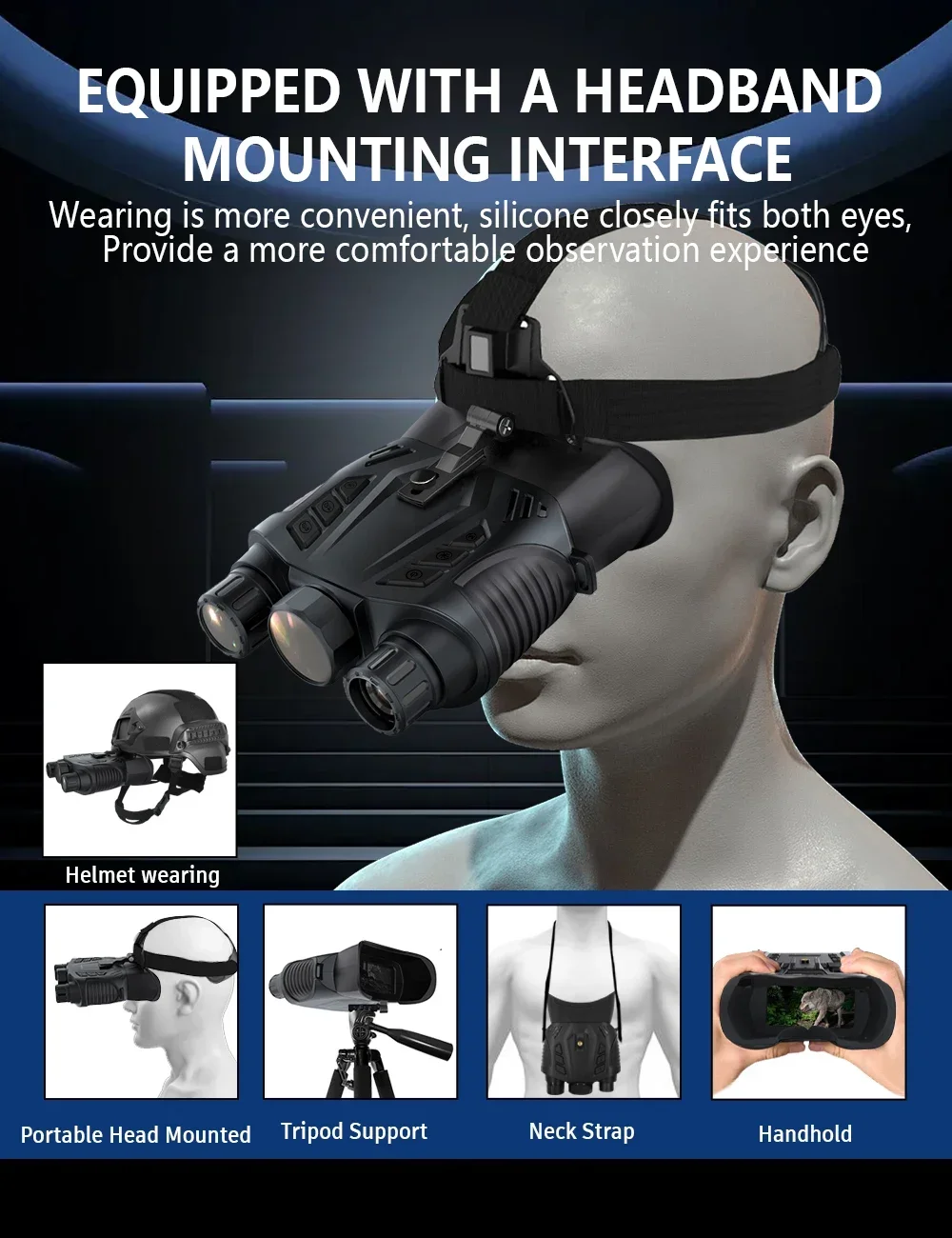 Montado en la cabeza 2,4 pulgadas 2,5 K HD 15MP Binocular visión nocturna DT69 WIFI 8X Zoom Digital IR telescopio grabadora para caza Camping - imagen 5