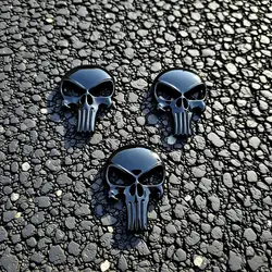 Emblema de Calavera Punisher Cromado 3D para Modificación de Automóviles - Adhesivo Metálico para Tanque de Combustible, Puerta Trasera, Motocicleta, Casco