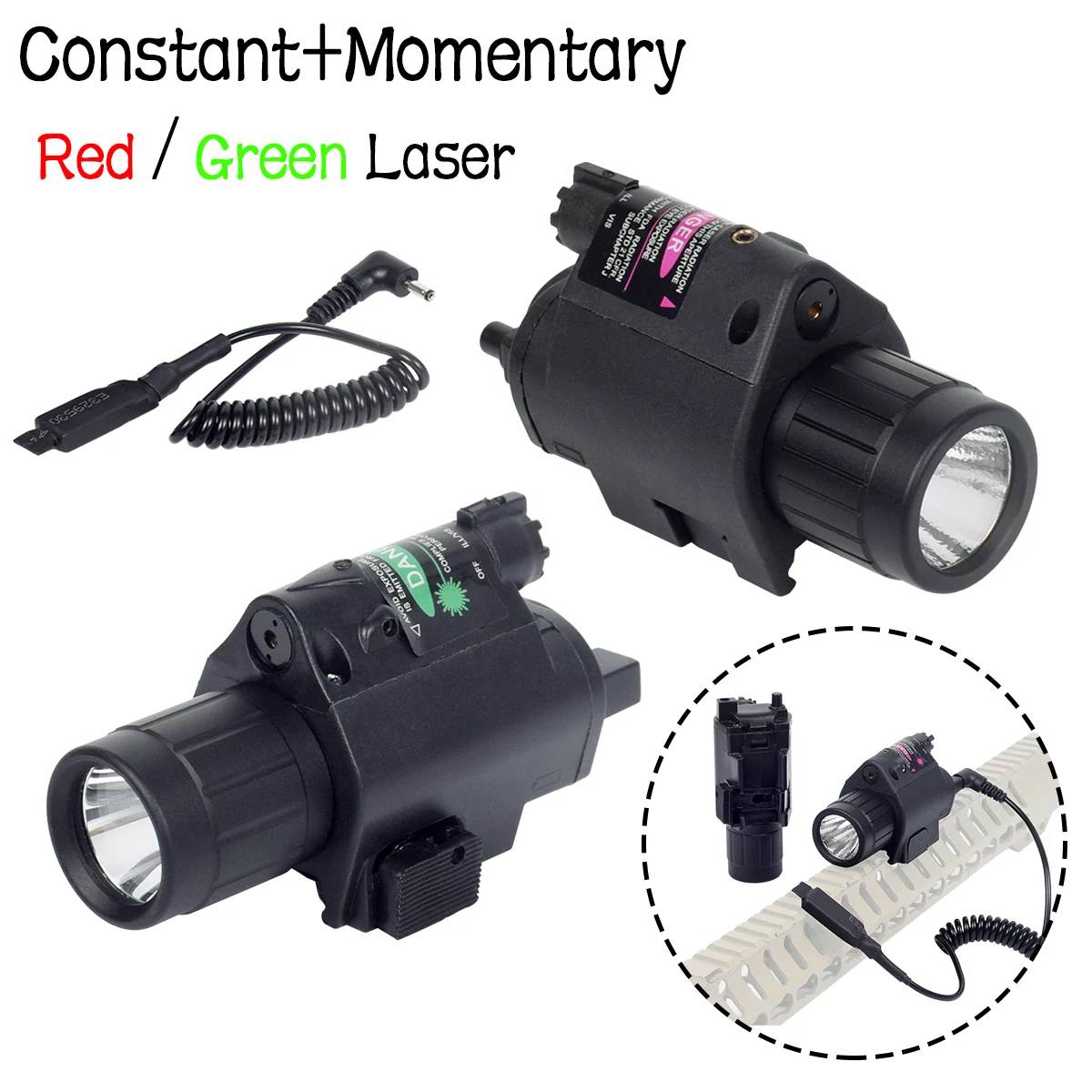 Armas tácticas Scout luz verde punto rojo puntero láser vista para pistola Airsoft Rifle AR15 linterna antorcha ajuste riel de 20mm - imagen 4