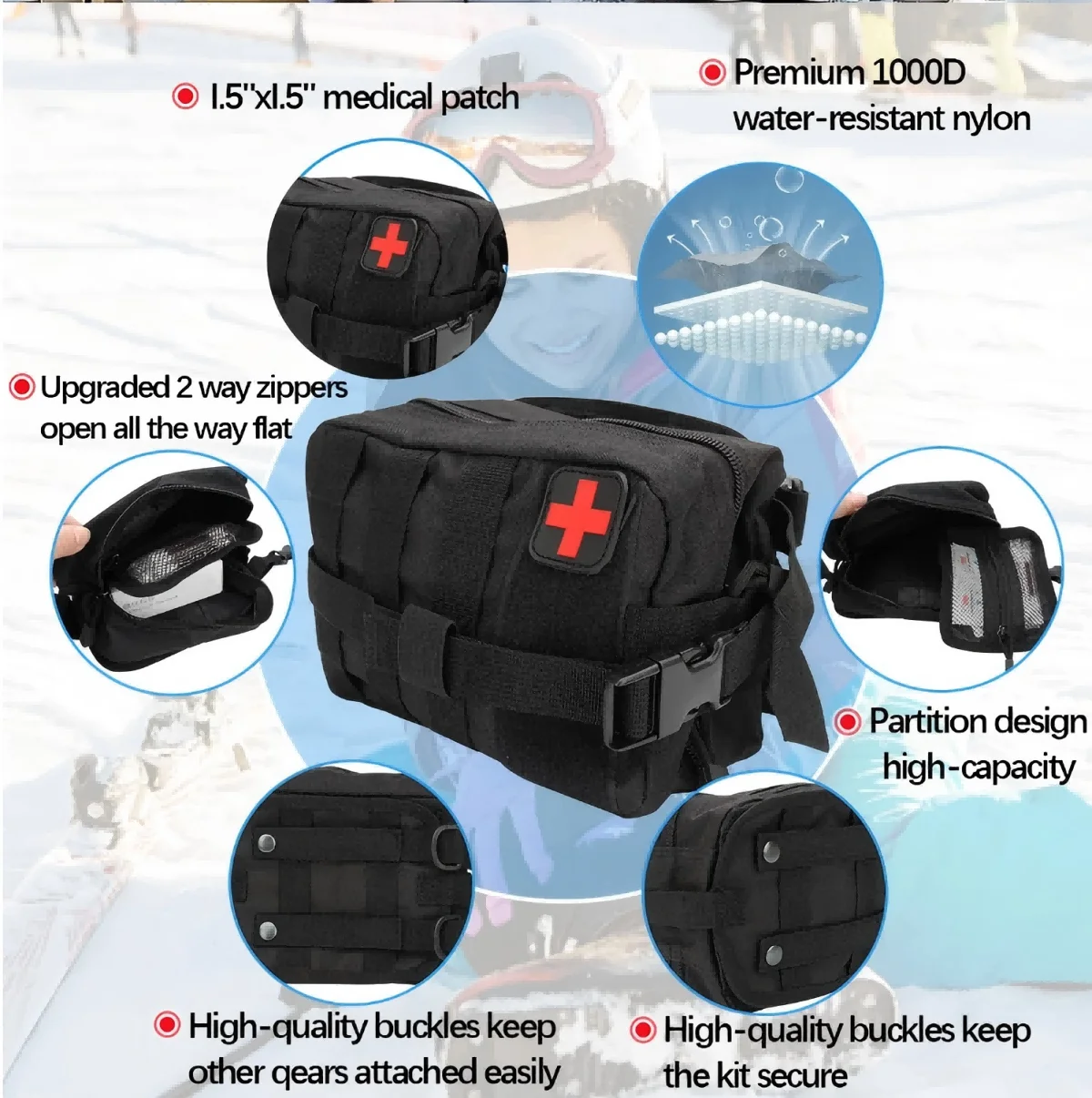 Paquete de cinturón de cintura de gran tamaño Kita de primeros auxilios táctico al aire libre, chaleco de caza, paquete de herramientas de emergencia, bolsa de supervivencia para acampar y cazar - imagen 2