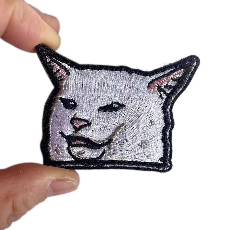 Meme cuchillo gato insignias divertidas apliques de tela pegatinas de ropa bordadas, parches tácticos con gancho y bucle para mochila, sombrero - imagen 4