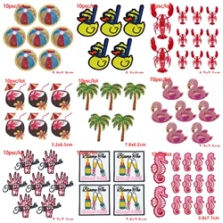 10 unids/lote de parches bordados para Surf de vacaciones para ropa, parches termoadhesivos con dibujos de animales para planchar para ropa, apliques en barra
