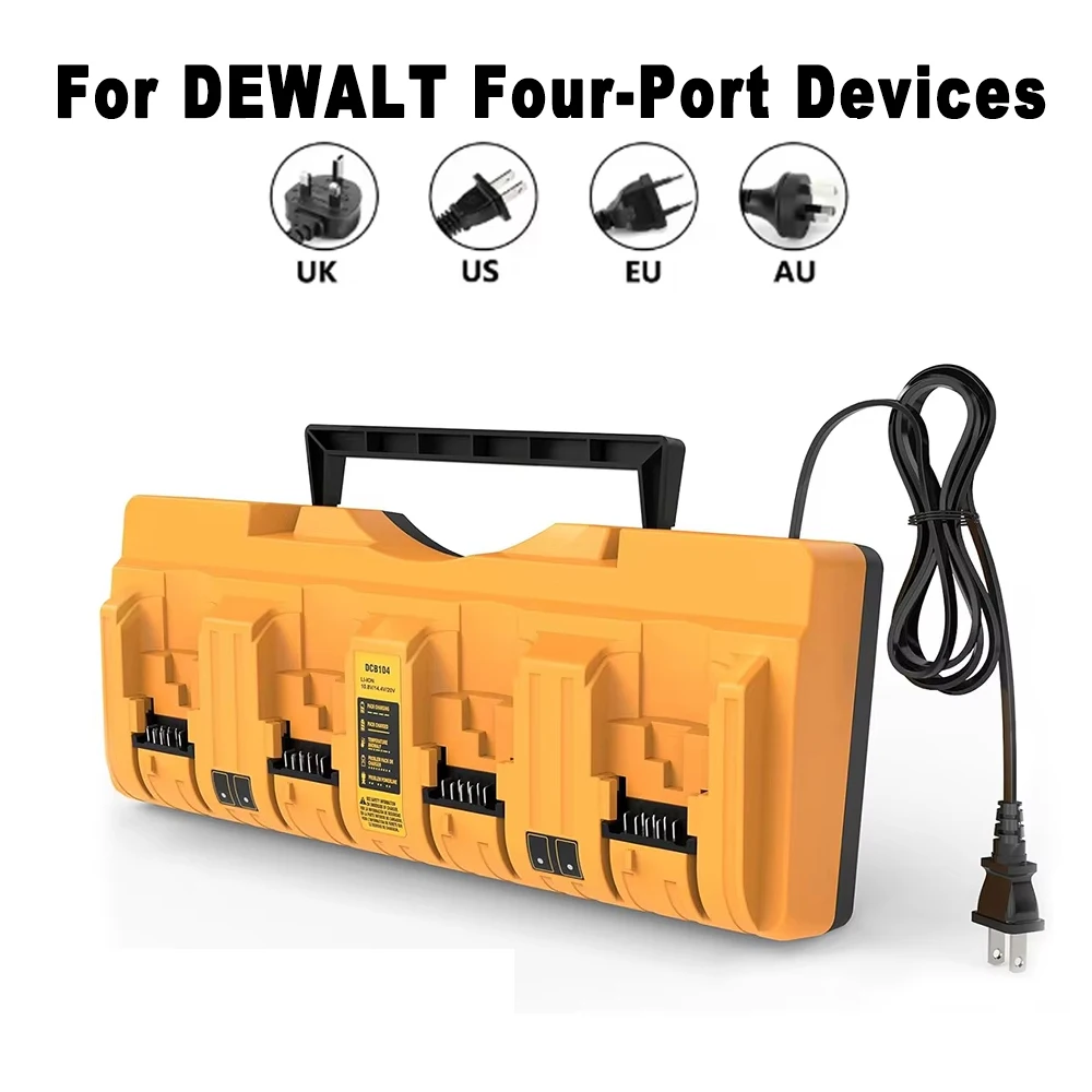 Reemplazo de carga simultánea de 4 puertos compatible con herramientas eléctricas Dewalt de 18 V y 20 V y cargadores originales.