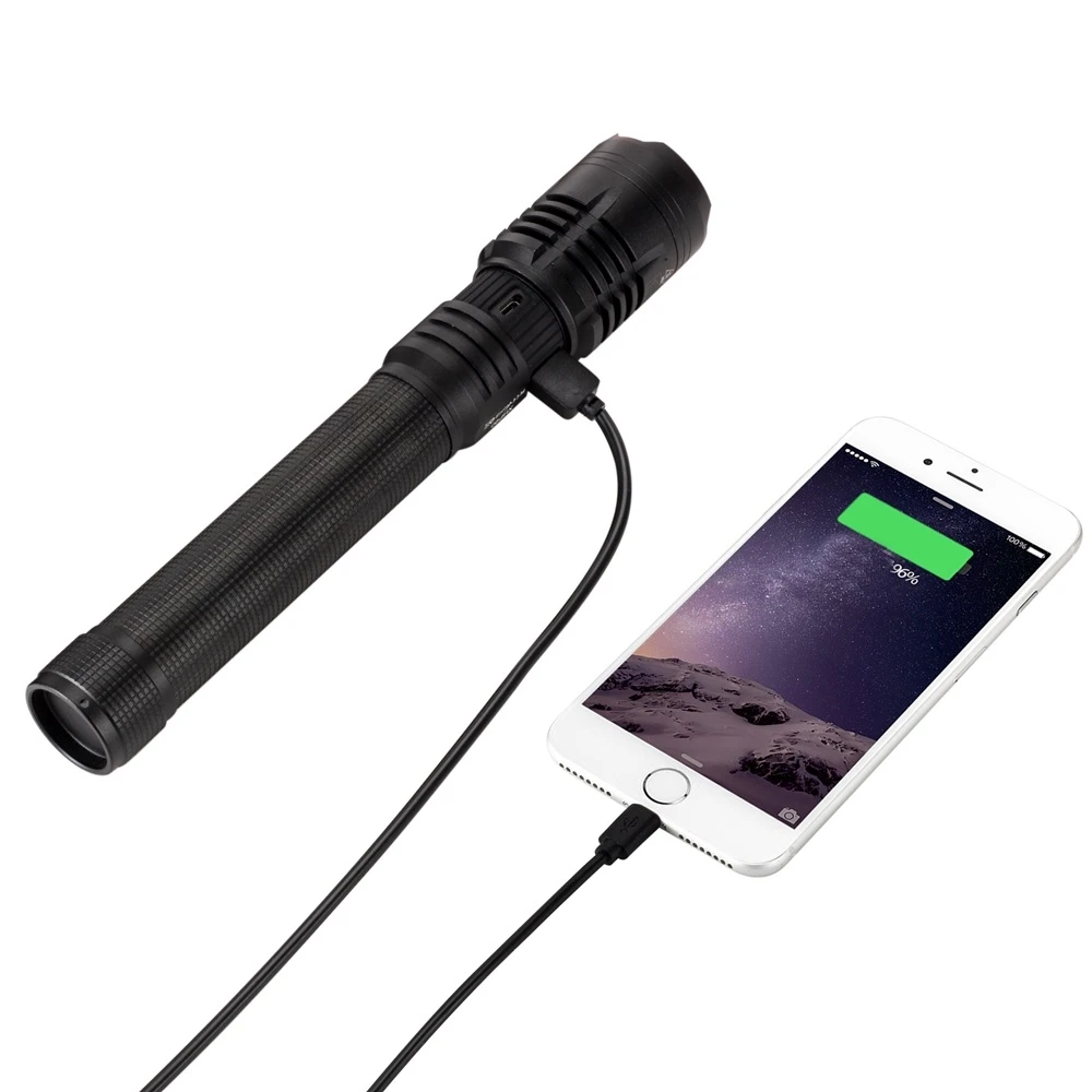 Linterna LED de alta potencia con Zoom XHP90 de 5000 lúmenes, carga USB, antorcha para exteriores, caza, Camping, patrulla de pesca, lámpara de iluminación potente - imagen 4