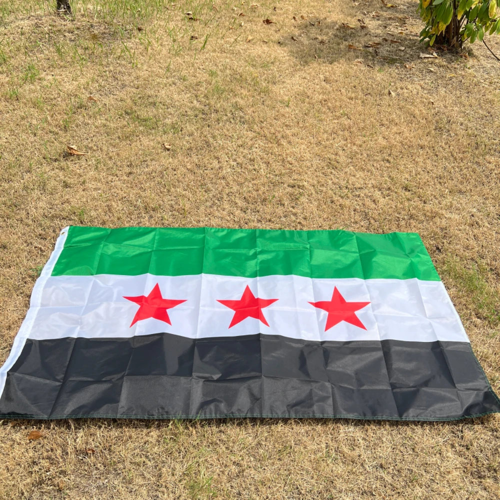 Bandera de Siria 90*150cm, bandera de la revolución de syria, bandera colgante de poliéster para decoración del hogar, República Árabe Siria